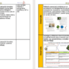 Una captura de pantalla que muestra dos páginas de un documento educativo en español. Cada página está dividida en columnas y secciones llenas de texto, imágenes pequeñas, tablas y gráficos. El contenido parece estar relacionado con temas científicos, posiblemente centrándose en la ecología o la biología.