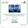 Portada de un manual del alumno en español para laboratorios de biología, ecología y química, con un microscopio, logotipos de colores y texto que detalla la edición 2026 para los semestres 3 y 4 de bachillerato.