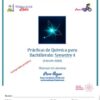 Portada de un manual de laboratorio de química titulado "Prácticas de Química para Bachillerato: Semestre 4 (Edición 2026)". Incluye logotipos, una ilustración atómica y secciones en blanco para nombre, escuela y grupo.