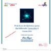 Portada del libro titulado "Prácticas de Química para Bachillerato: Semestre 4 (Edición 2026)" con una ilustración de un átomo brillante, logotipos y campos para el nombre del profesor y el centro educativo en la parte inferior.