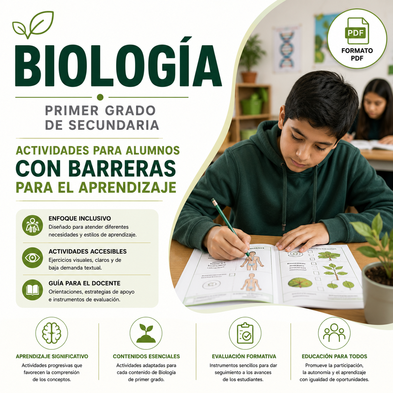 Biología Primer Grado de Secundaria Actividades para Alumnos con Barreras para el Aprendizaje 2026-2027 PDF 1 Biología Primer Grado de Secundaria Actividades para Alumnos con Barreras para el Aprendizaje 2026-2027 PDF