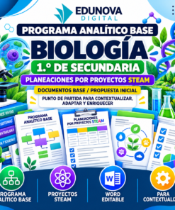 Biología NEM 1.º de Secundaria | Programa Analítico Base y Planeaciones por Proyectos STEAM | Word Editable