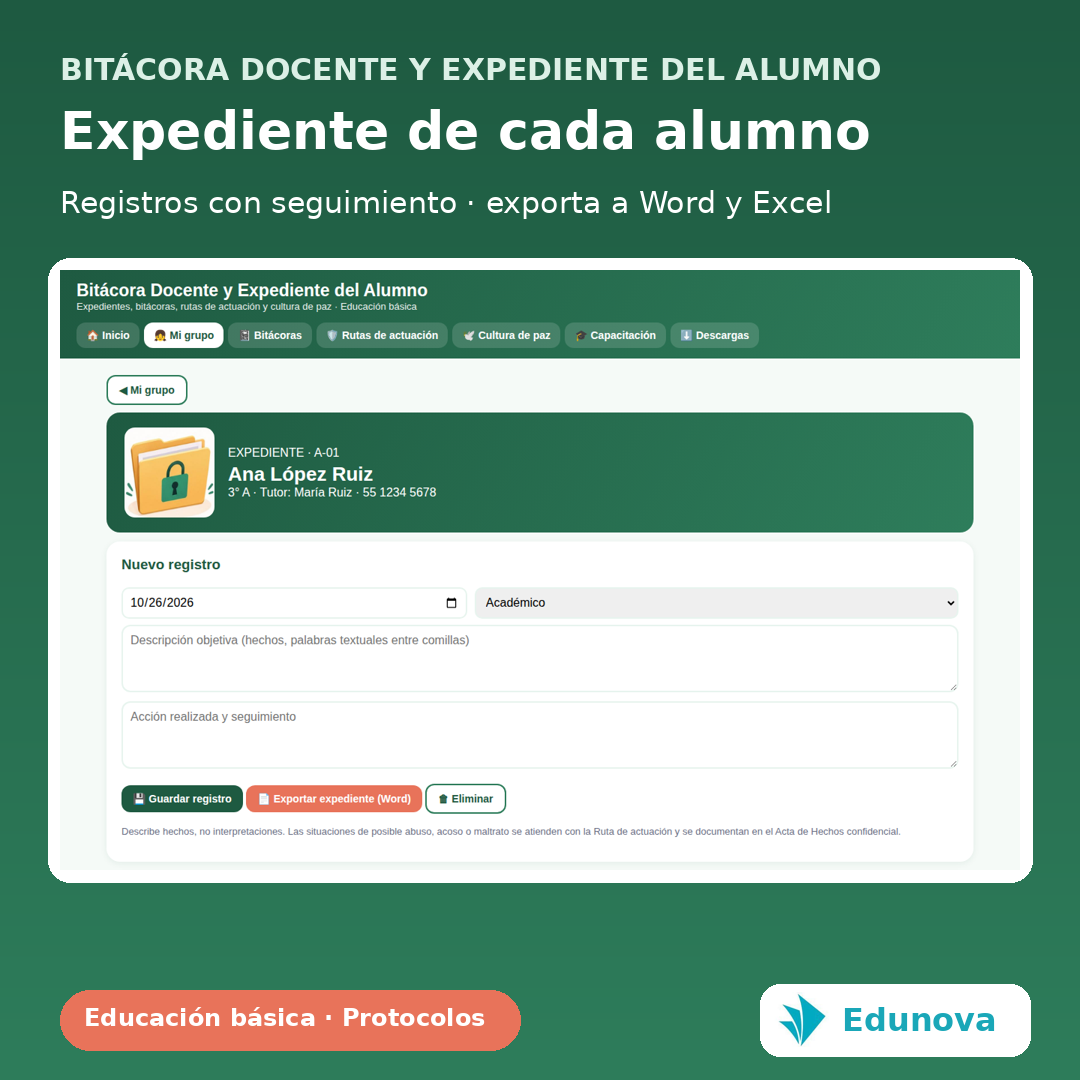 Bitácora Docente y Expediente del Alumno | Protocolos SEP, Registro Escolar y Cultura de Paz 3 Bitácora Docente y Expediente del Alumno | Protocolos SEP, Registro Escolar y Cultura de Paz - Imagen 3