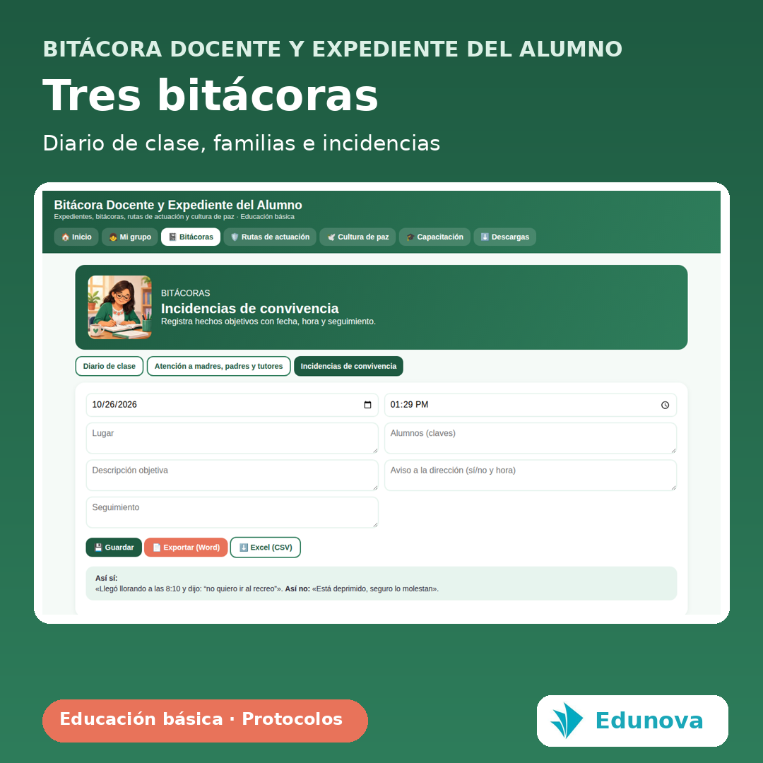 Bitácora Docente y Expediente del Alumno | Protocolos SEP, Registro Escolar y Cultura de Paz 4 Bitácora Docente y Expediente del Alumno | Protocolos SEP, Registro Escolar y Cultura de Paz - Imagen 4