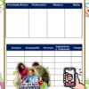 Una colorida plantilla en español para organizar aspectos generales de un proyecto, con tablas para prioridades, problemas, objetivos, metas, acciones, responsabilidades, recursos, evaluación y tiempo. Incluye imágenes de personas y un icono de teléfono.