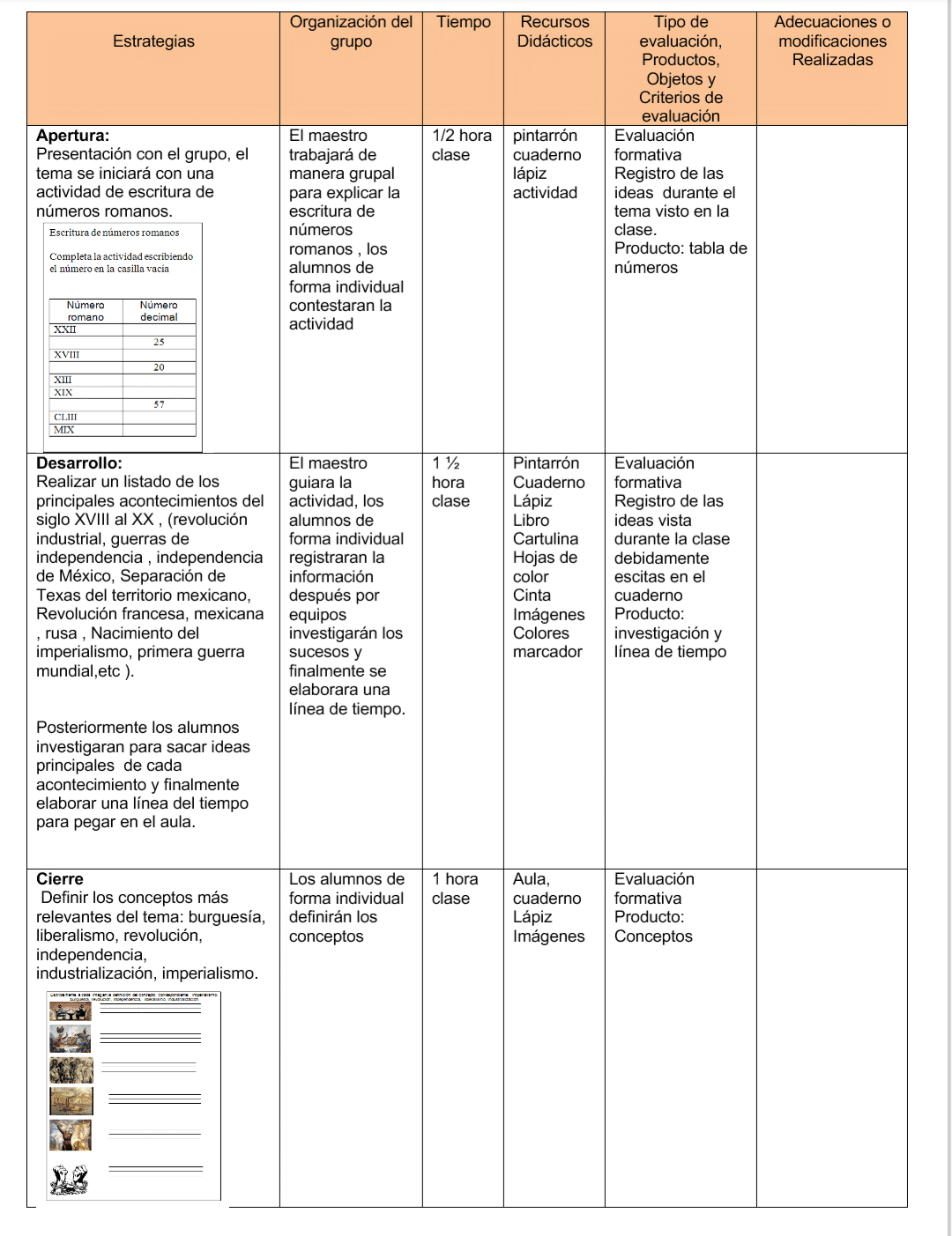 Planeacion Historia I, Nuevo Modelo Educativo (Primer trimestre)