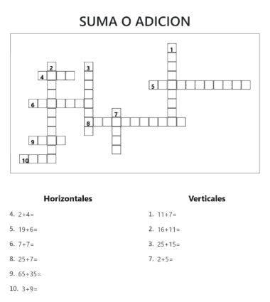 CRUCIGRAMA SUMAS