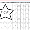 La hoja de trabajo para calcar PREESCOLAR 1 CUADERNILLO DE TRABAJO 2026 presenta una gran estrella sonriente, filas de contornos de estrellas punteadas para calcar, puntos de colores para orientarse por los colores e instrucciones en español en la parte superior.