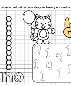 El PREESCOLAR 1 CUADERNILLO DE TRABAJO 2026 ayuda a los niños a aprender el número 1 en español con un gran 
