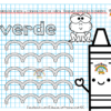 A CUADERNILLO DE TRABAJO 3 PREESCOLAR 3 2024, con prácticas de escritura y actividades de colorear. En la parte superior se muestra la palabra española 
