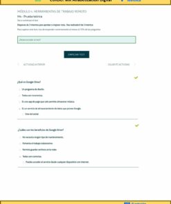 Captura de pantalla de un módulo del curso de alfabetización digital titulado 