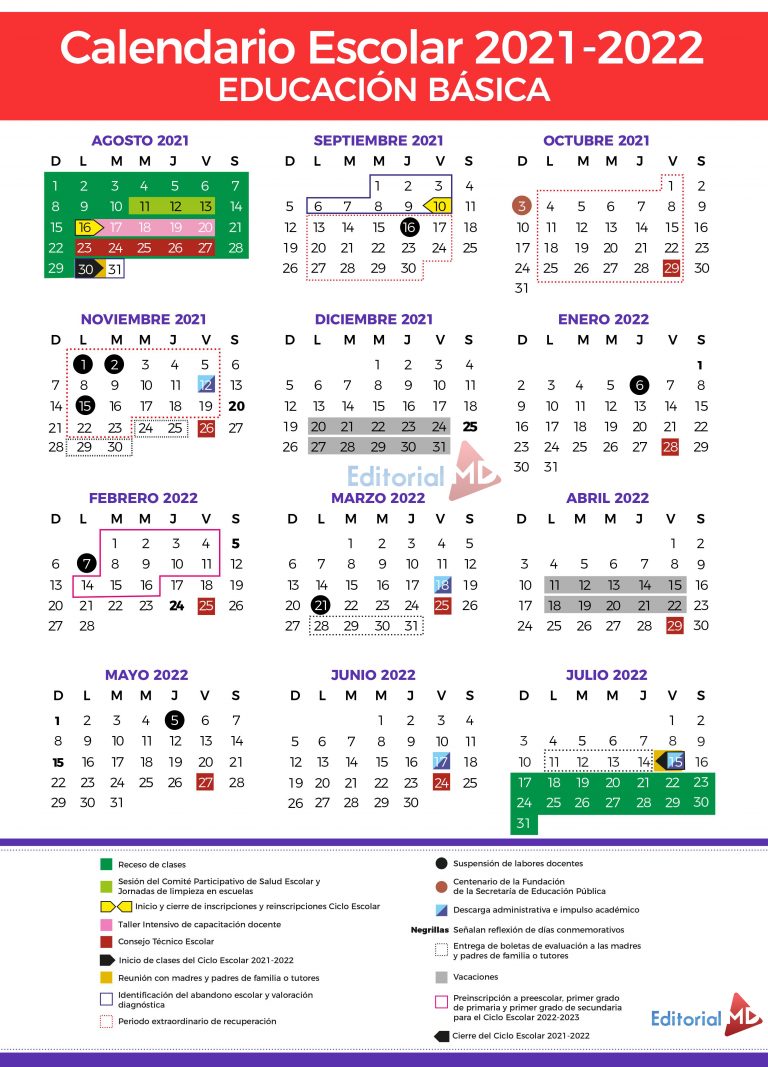 Calendario Escolar Ciclo 2021 2022 Sep Descárgalo En Pdf