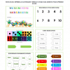 Una hoja de actividades Cuadernillo Didáctico (Motricidad, Concepto, Razonamiento Lógico-Matemático. Etc) colorida que incluye ejercicios para aprender números, colores y formas, incluyendo contar, emparejar colores y clasificar por forma.