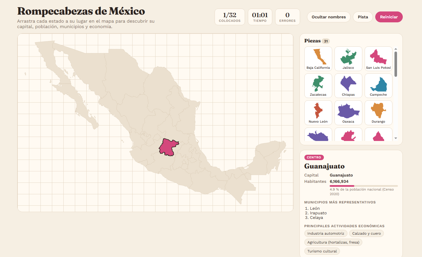 Rompecabezas República Mexicana 1 Rompecabezas República Mexicana