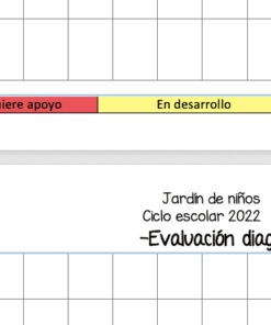 Descripción: Captura de pantalla de una rubrica diagnostica de preescolar con encabezados 