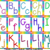 Un gráfico colorido que muestra las letras mayúsculas y minúsculas del alfabeto de la A a la L. Cada par de letras (mayúsculas y minúsculas) se muestra en un cuadro rectangular separado y decorado con colores brillantes. El texto "Abecedario clásico en español" está en la parte inferior.