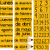 Fecha continua en diseño de lápiz, español