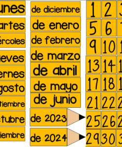Fecha continua en diseño de lápiz, español