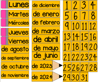 Fecha continua en diseño de lápiz, español