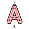 Una ilustración titulada “LETRAS SENSORIALES” muestra instrucciones para niños sobre cómo trazar la letra 