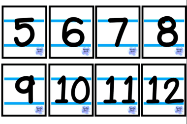 Ocho números negros que van del 5 al 12 se presentan en tarjetas rectangulares rayadas individuales, similar a una versión elegante del calendario del cuaderno Fecha Flip edición, con un pequeño logotipo en la esquina inferior derecha de cada tarjeta.