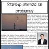 La portada del Periódico Starship aterriza sin problema presenta dos fotos del aterrizaje de un cohete Starship y un retrato de Elon Musk celebrando el aterrizaje impecable con el titular "Starship aterriza sin problema".