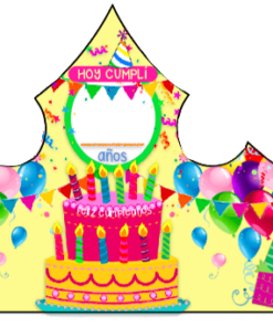 Diseño colorido de Party Hat de cumpleaños que presenta una estrella central con 