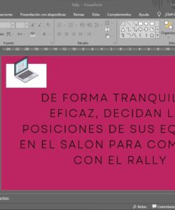 Un tobogán de Rally de retos en español con fondo magenta. Muestra una ilustración de una computadora portátil y manos temblorosas. El texto dice: 