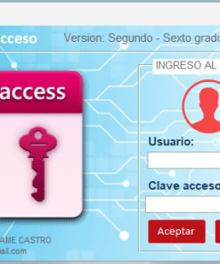 Pantalla de inicio de sesión para un software educativo, titulado 