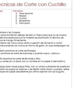 Imagen de una guía de prácticas de cocina en español titulada 