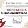 Certificado con logotipos oficiales que acredita la finalización de un curso sobre prevención del maltrato infantil en las escuelas SEIEM, firmado por el Lic. Israel Fernández Clamont. Motivos decorativos de aves y hojas en amarillo y rojo.
