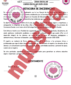 Formulario de notificación de incidentes escolares en español con logotipos oficiales, espacios para información sobre la escuela y una sección para detalles sobre los incidentes. Una gran marca de agua roja 