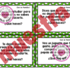 Cuatro tarjetas de borde verde en español, cada una de las cuales presenta un dilema ético diferente o una pregunta para que los alumnos respondan, como estudiar para un examen o enfrentarse a los deberes y decir la verdad a los padres.