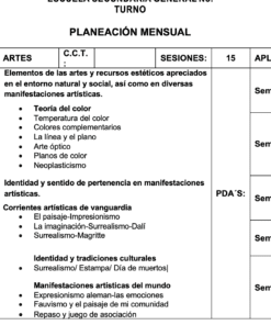 Planeación por sesión ARTES VISUALES 1er Grado- Sep-Diciembre.