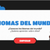 Banner colorido que dice "Biomas del mundo". Incluye un cactus, un tigre, un globo terráqueo y un botón rojo que dice "Empezar". También pregunta si conoces y quieres aprender sobre los biomas del mundo.
