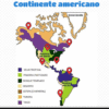 Biomas del Mundo 10 Mapa de América del Norte y del Sur que muestra diferentes biomas en varios colores: bosque tropical, pradera, bosque templado, desierto, estepa, tundra y taiga. Los marcadores rojos del mapa resaltan las distintas regiones. Texto en español.
