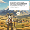 Biomas del Mundo 15 Una cabra de dibujos animados con equipo de senderismo frente a un pueblo rural con montañas al fondo. Un globo de diálogo da la bienvenida a Anatolia, y a la derecha se lee