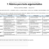 Evalúo para mejorar: Paquete de evaluación formativa para secundaria 10 Rúbrica de ensayo argumentativo con criterios de tesis, argumentos, pruebas, coherencia, puntuación y conclusión, escala del 1 al 4.