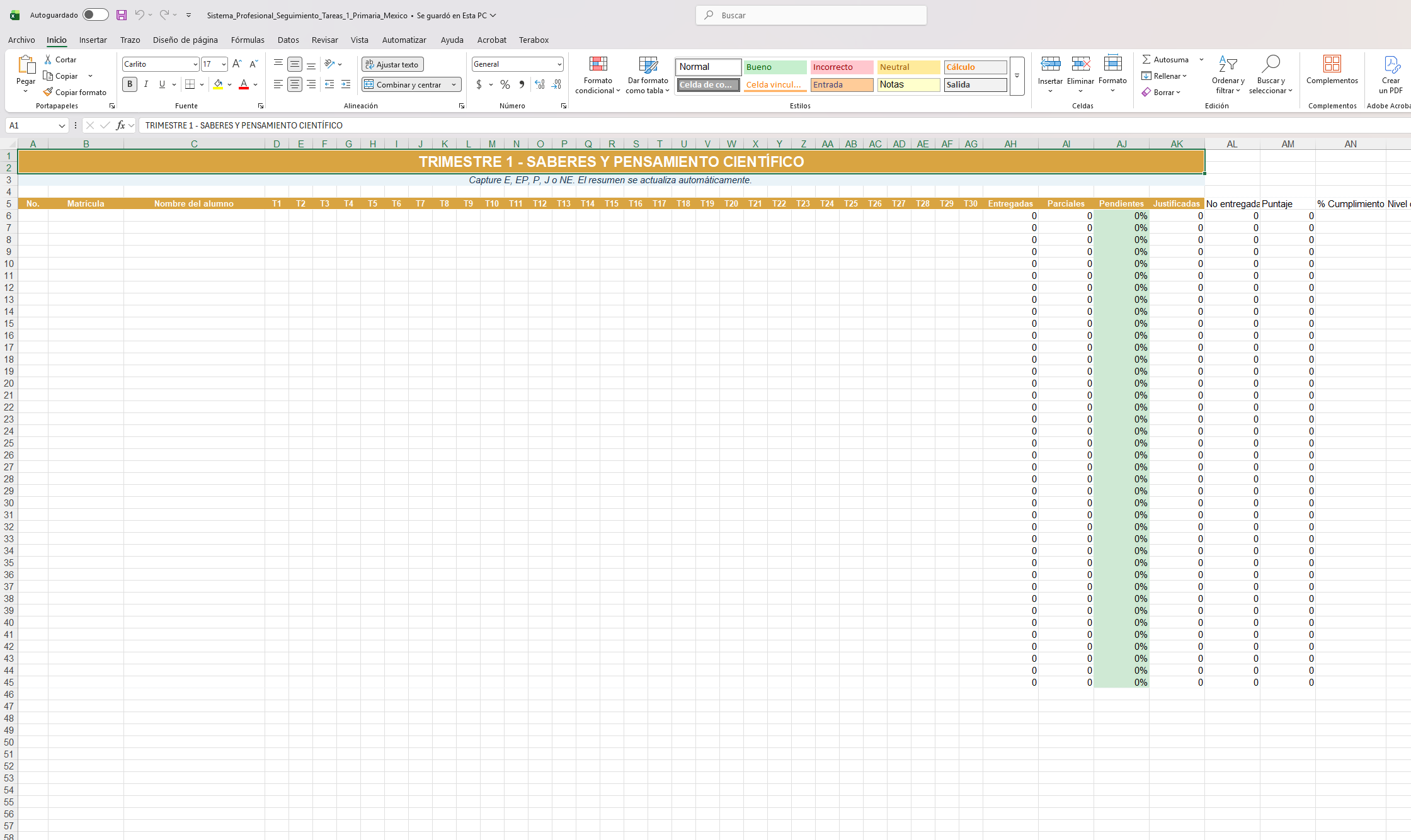 Sistema Profesional de Seguimiento de Tareas para 1.º de Primaria | Excel Automatizado NEM 2022 6 Sistema Profesional de Seguimiento de Tareas para 1.º de Primaria | Excel Automatizado NEM 2022 - Image 6
