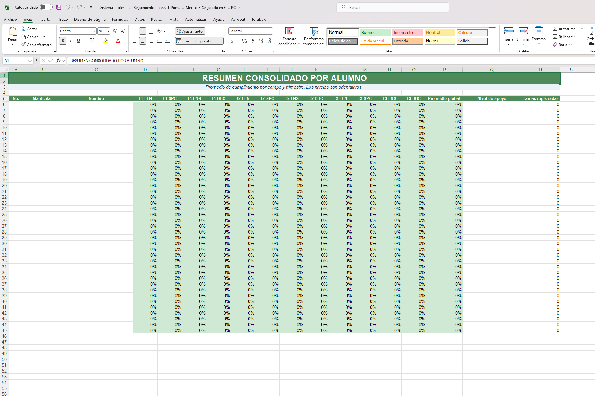 Sistema Profesional de Seguimiento de Tareas para 1.º de Primaria | Excel Automatizado NEM 2022 7 Sistema Profesional de Seguimiento de Tareas para 1.º de Primaria | Excel Automatizado NEM 2022 - Image 7