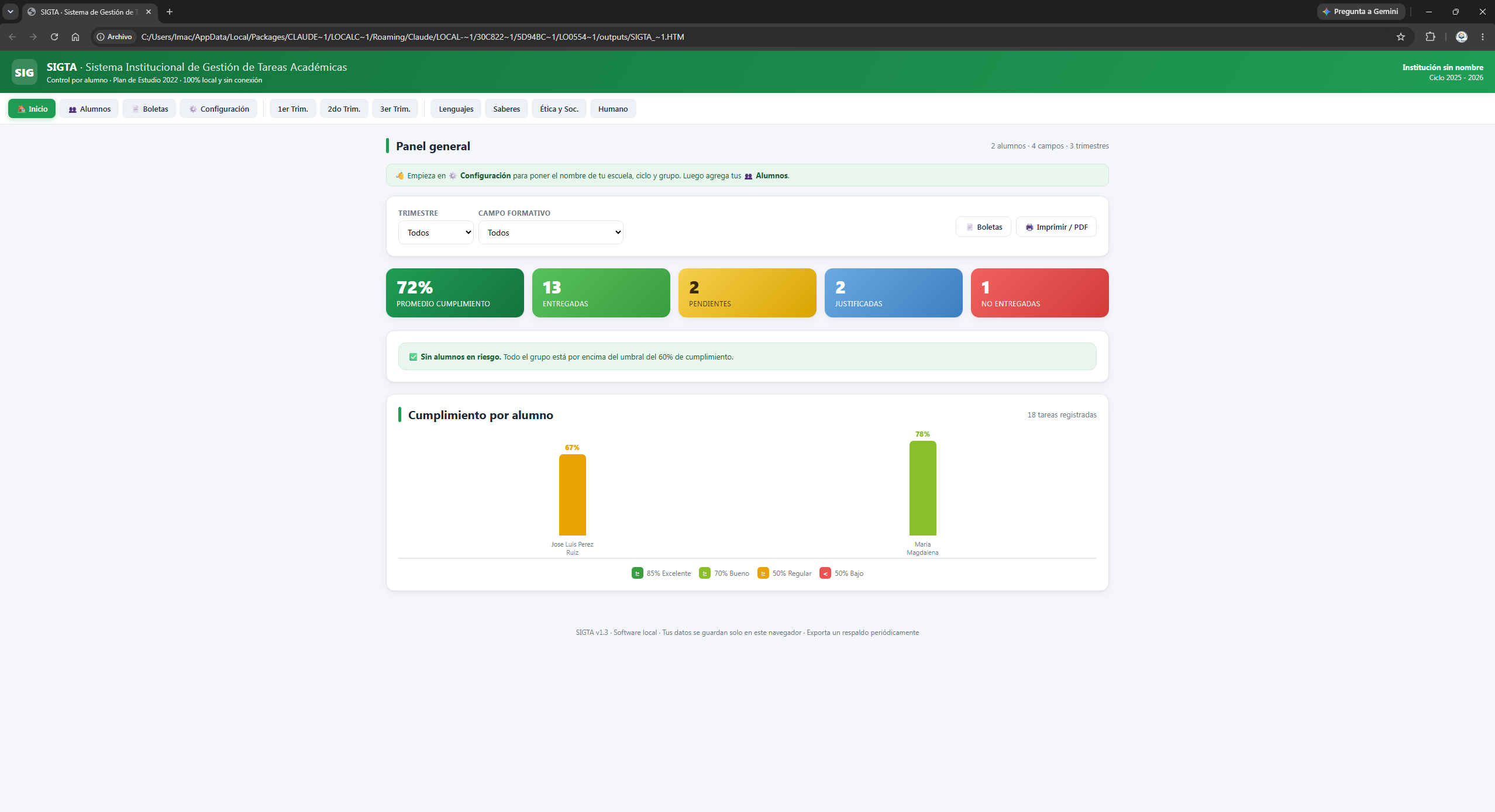 SIGTA – Sistema de Gestión de Tareas Académicas | Registro Automatizado por Alumno, Boletas en PDF y Reportes (Editable · 100% Local) 2 SIGTA – Sistema de Gestión de Tareas Académicas | Registro Automatizado por Alumno, Boletas en PDF y Reportes (Editable · 100% Local) - Image 2