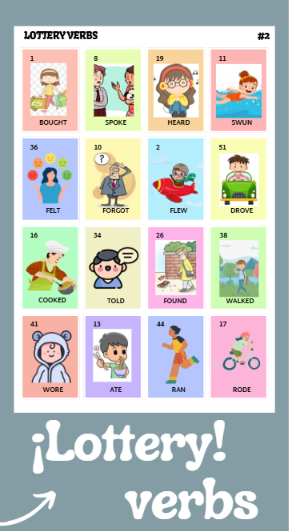 Lotería de Verbos Irregulares | Simple Past 1 Lotería de Verbos Irregulares | Simple Past