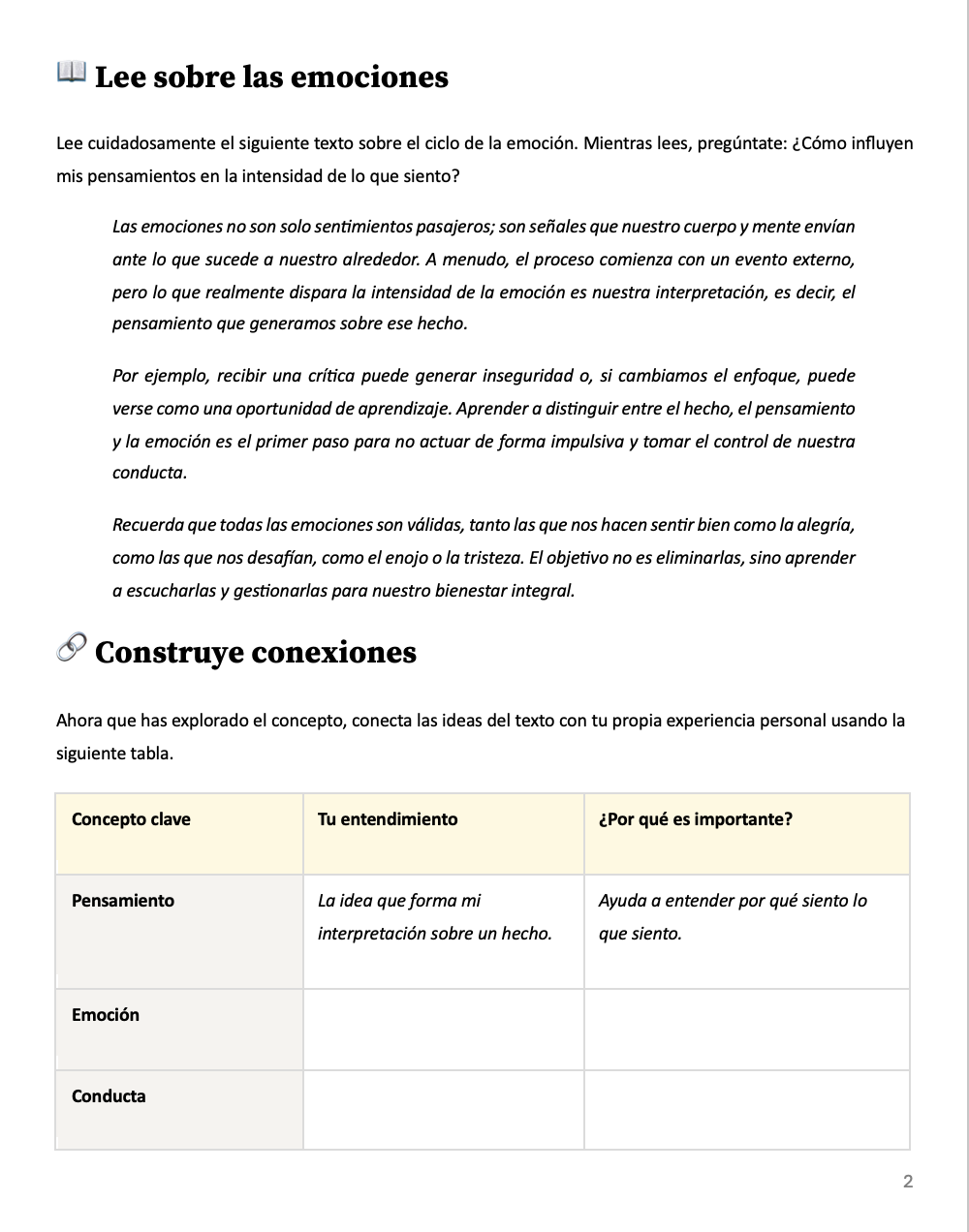 Ficha de trabajo ¿Cómo influyen las emociones en el adolescente 2 Ficha de trabajo ¿Cómo influyen las emociones en el adolescente - Imagen 2