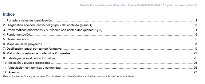 Planeación Anual NEM 2026–2027 · 2.º de Primaria (Fase 3) · Word editable 2 Vista previa 2 de Planeación Anual NEM 2026–2027 · 2.º de Primaria (Fase 3) · Word editable
