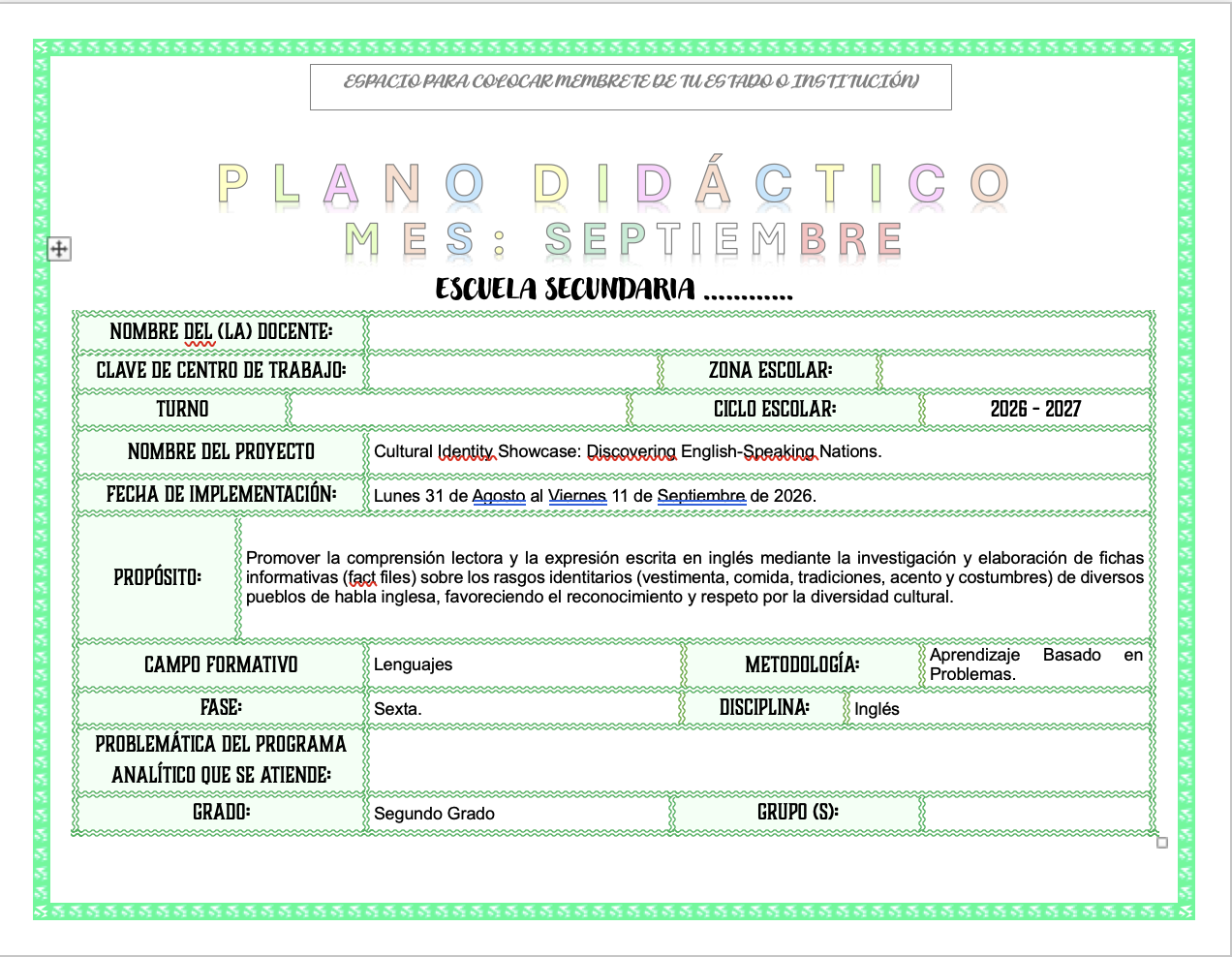 Paquete de Planeaciones anuales, Secundaria, Disciplina Lengua Extranjera Inglés II 5 Paquete de Planeaciones anuales, Secundaria, Disciplina Lengua Extranjera Inglés II - Imagen 5