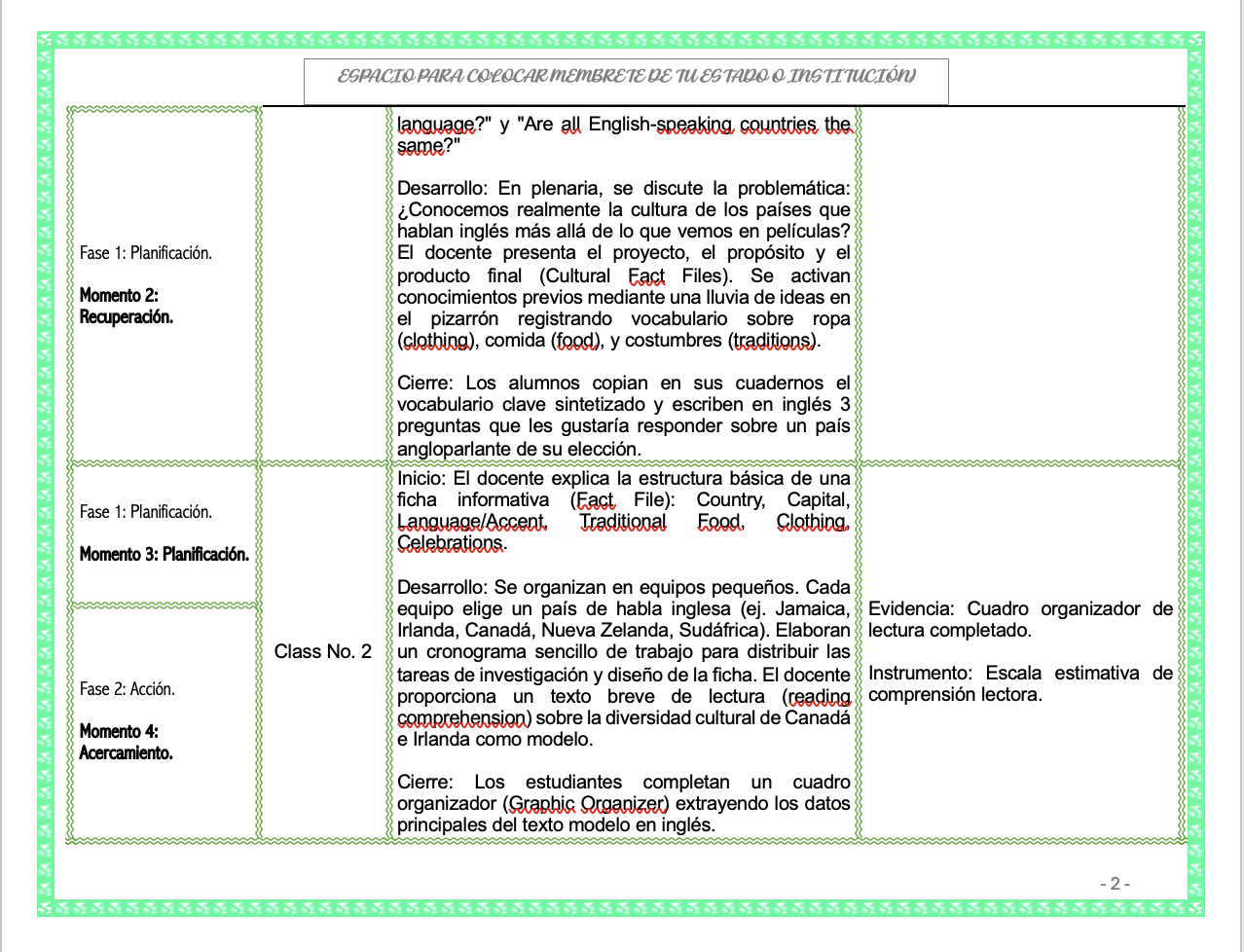 Paquete de Planeaciones anuales, Secundaria, Disciplina Lengua Extranjera Inglés II 7 Paquete de Planeaciones anuales, Secundaria, Disciplina Lengua Extranjera Inglés II - Imagen 7