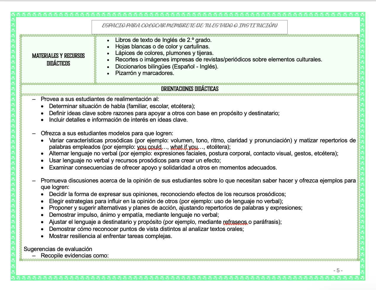 Paquete de Planeaciones anuales, Secundaria, Disciplina Lengua Extranjera Inglés II 10 Paquete de Planeaciones anuales, Secundaria, Disciplina Lengua Extranjera Inglés II - Imagen 10