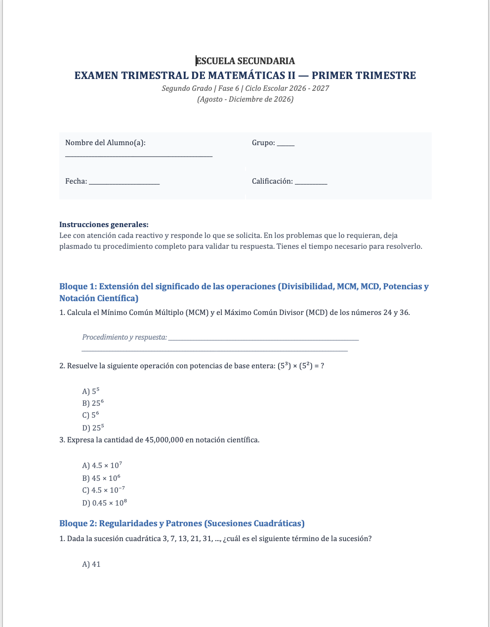 Paquete de Planeaciones anuales, Secundaria, Disciplina Matemáticas II 15 Paquete de Planeaciones anuales, Secundaria, Disciplina Matemáticas II - Imagen 15