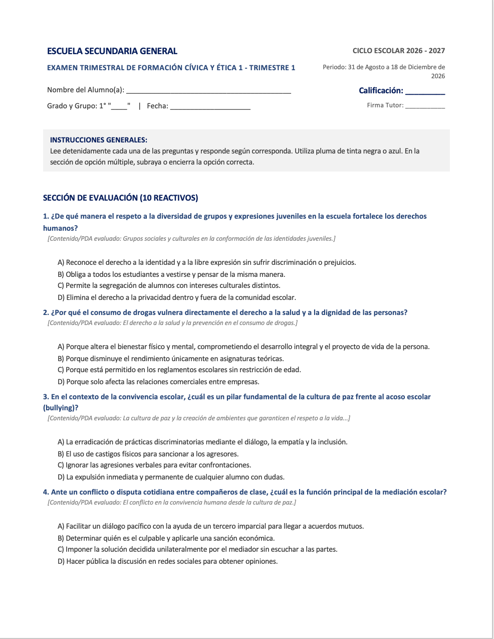 Paquete de Planeaciones anuales, Secundaria, Disciplina Formación Cívica y Ética I 13 Paquete de Planeaciones anuales, Secundaria, Disciplina Formación Cívica y Ética I - Imagen 13