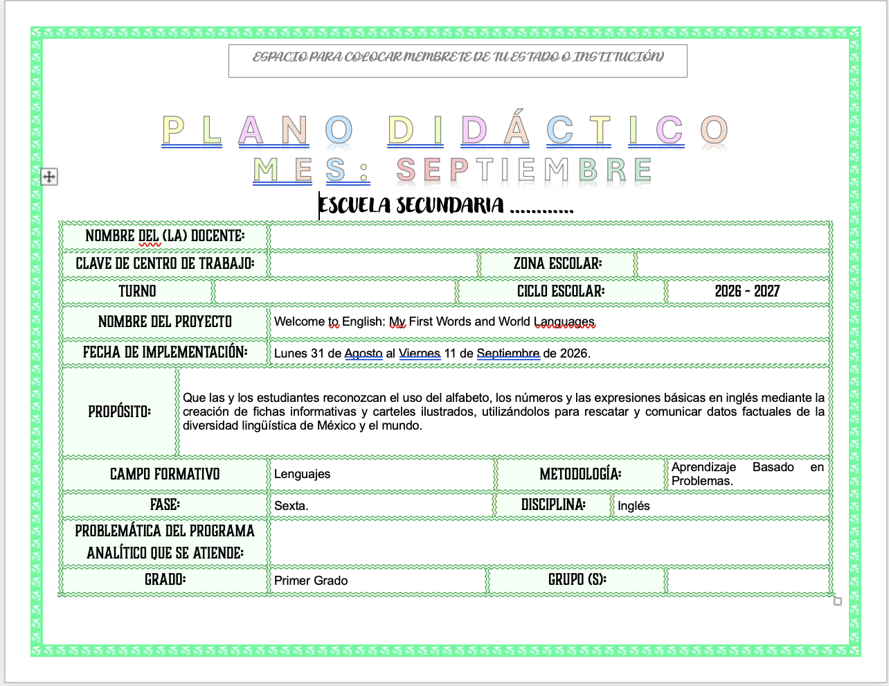 Paquete de Planeaciones anuales, Secundaria, Disciplina Lengua Extranjera Inglés I 5 Paquete de Planeaciones anuales, Secundaria, Disciplina Lengua Extranjera Inglés I - Imagen 5